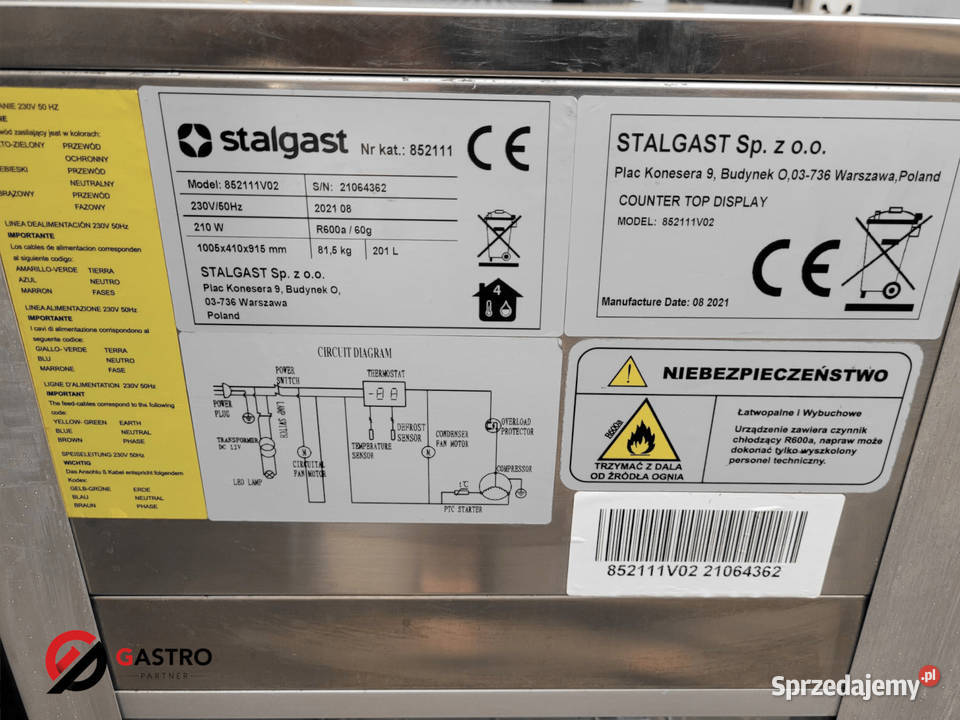 Witryna Chłodnicza Przeszklona 200l Stalgast Ostrów Wielkopolski