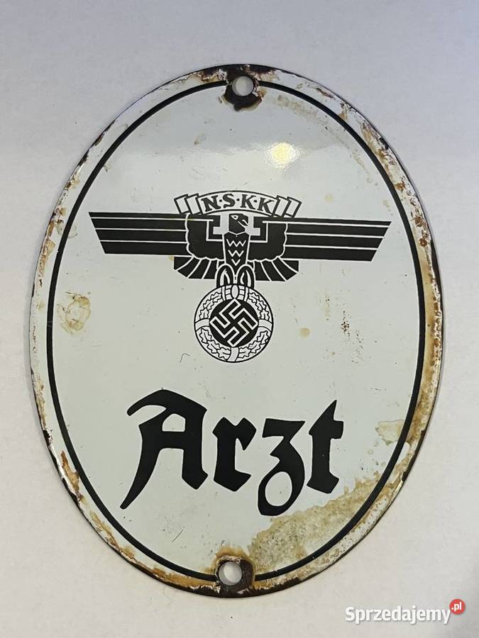 Niemiecka tablica szyld emaliowany NSKK Arzt Militaria Kraków
