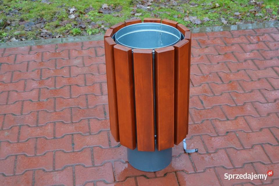 Kosz na śmieci miejski okrągły stalowy parkowy wielkopolskie sprzedam