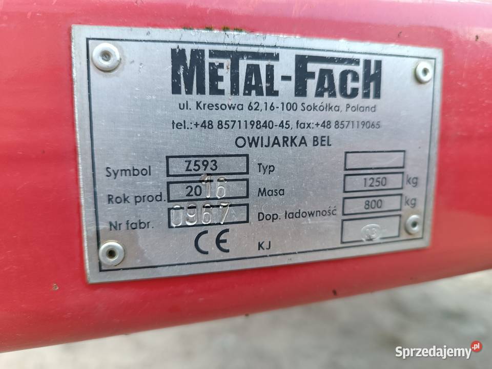 Sprzedam owijarke Metal Fach z593 2016 Suwałki