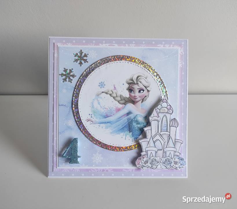 Kartka ręcznie robiona urodzinowa Kraina lodu Łódź
