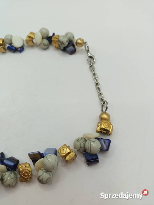 Korale naszyjnik różne elementy w kolorach złota