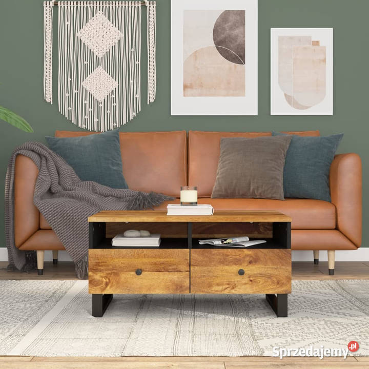 Stolik kawowy 80x54x40 mango i materiał
