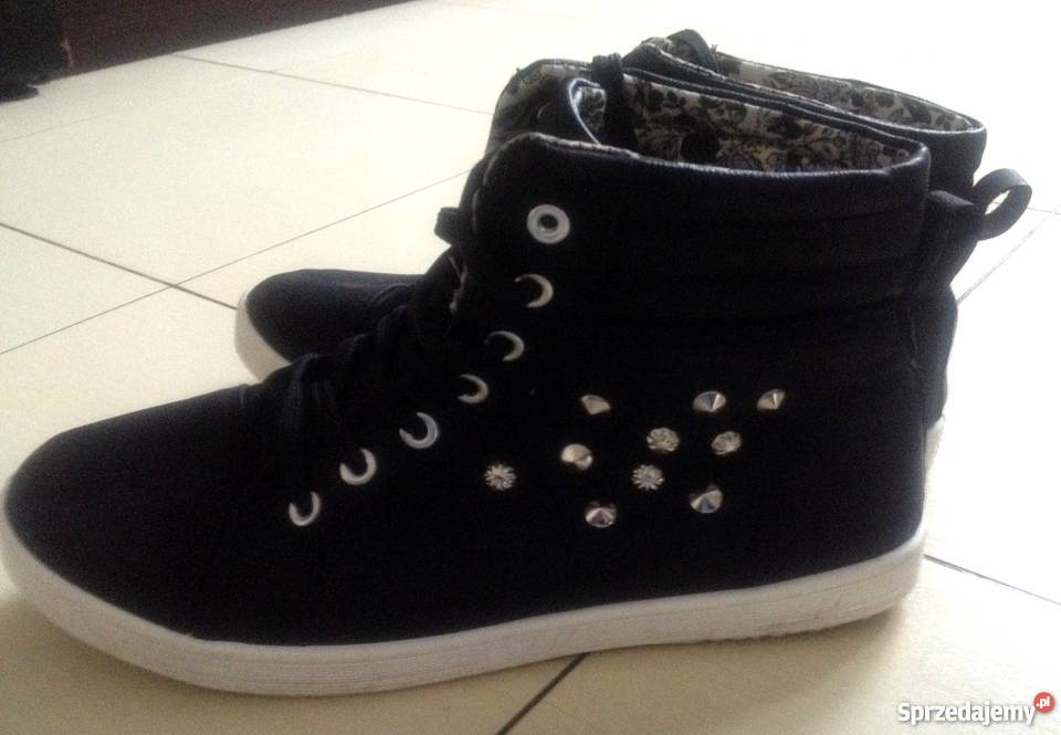 Wysokie damskie trampki z cekinami czarne Kluczbork