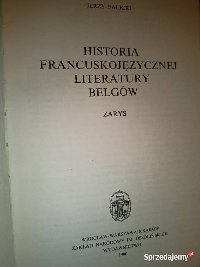 Historia Francusko języcznej literatur Belgów Warszawa