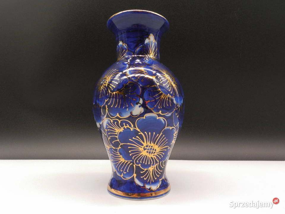 Wazon Kobaltowy Złote Zdobienia Thailand