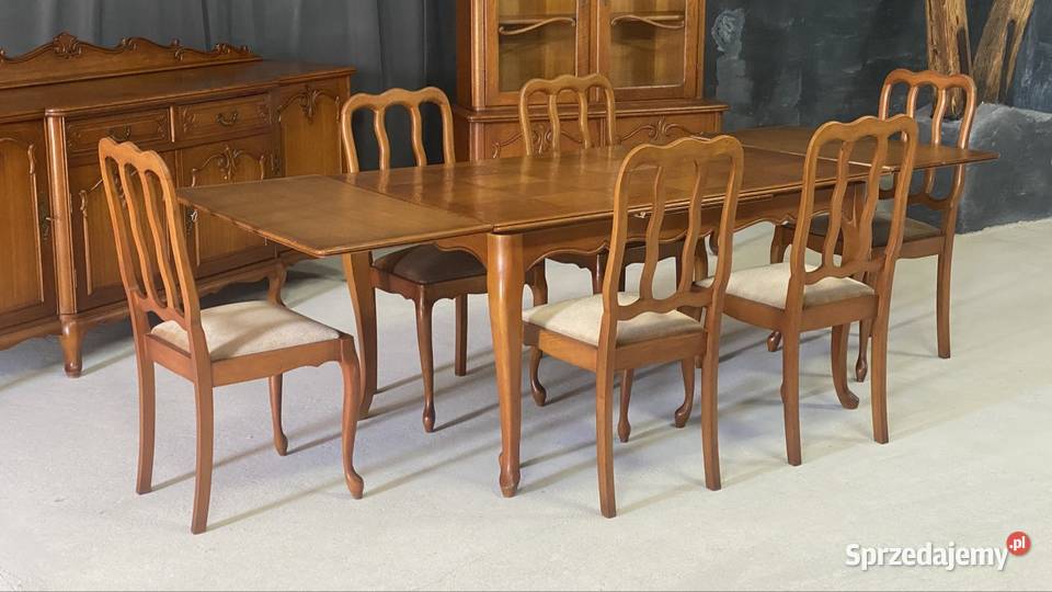 Stół dębowy rozkładany 6 krzeseł w stylu Budno