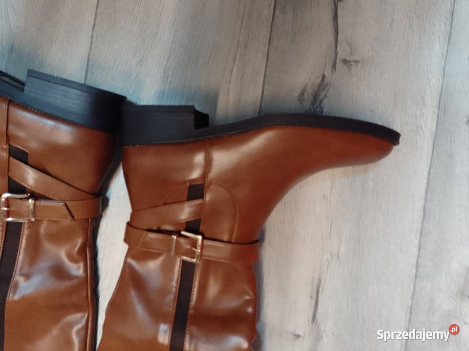 41 Brązowe ocieplanie Kozaki oficerki biznesowe brązowy/beżowy Kraków