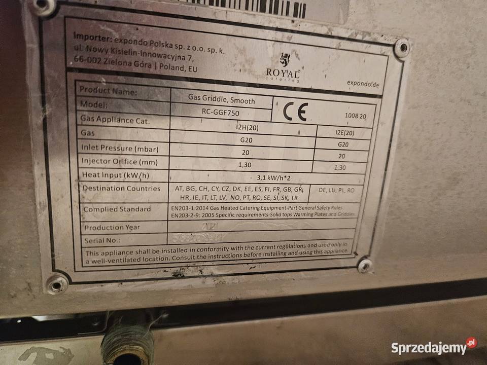 Płyta grillowa gazowa GŁADKA Royal Catering Pszczyna