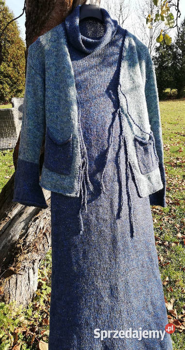 Bliźniak sukienka niebieska wykonana ręcznie