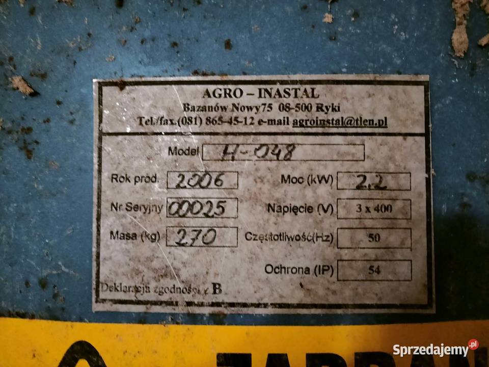 Mieszalnik pasz AgroInstal H028 22kW Teodorówka-Kolonia