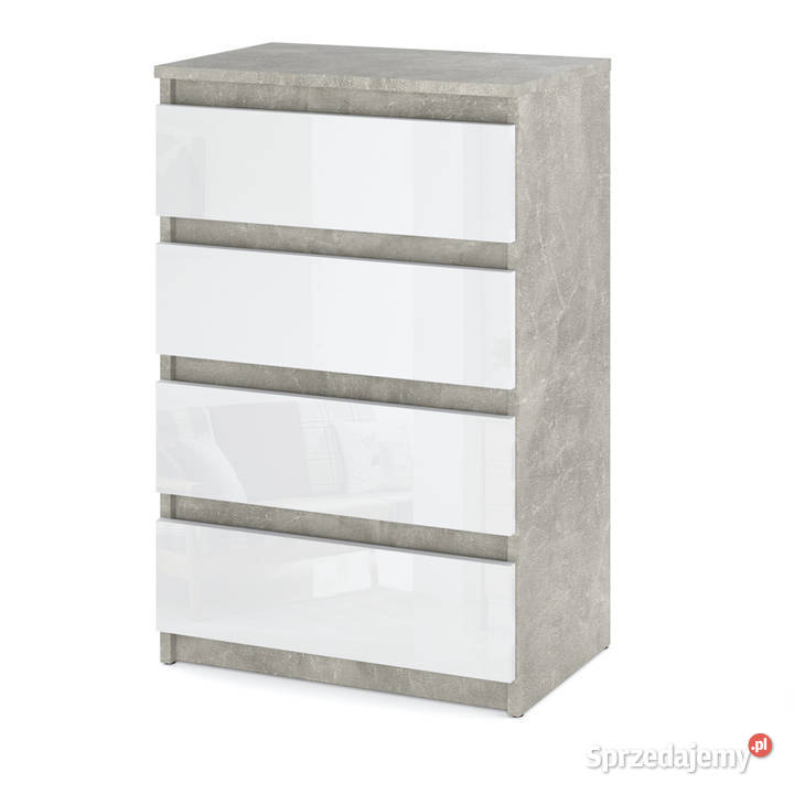 Komoda 4 Szuflady Beton Biały Połysk Nowoczesna Elbląg