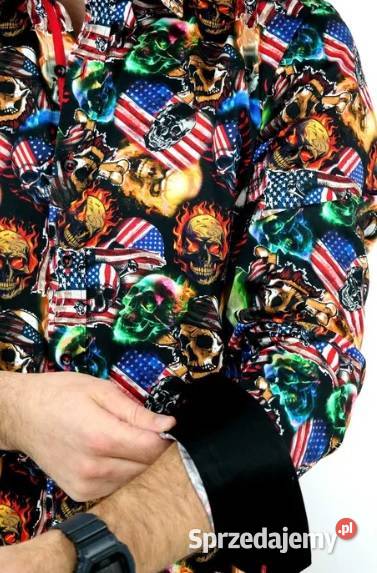 DANIEL BESSI Koszula Męska Fb0051 Czachy USA Ostrów Wielkopolski sprzedam