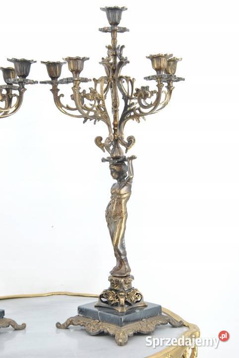 Dwa Świeczniki z Mosiądzu Mosiądz Kobiety Kraków