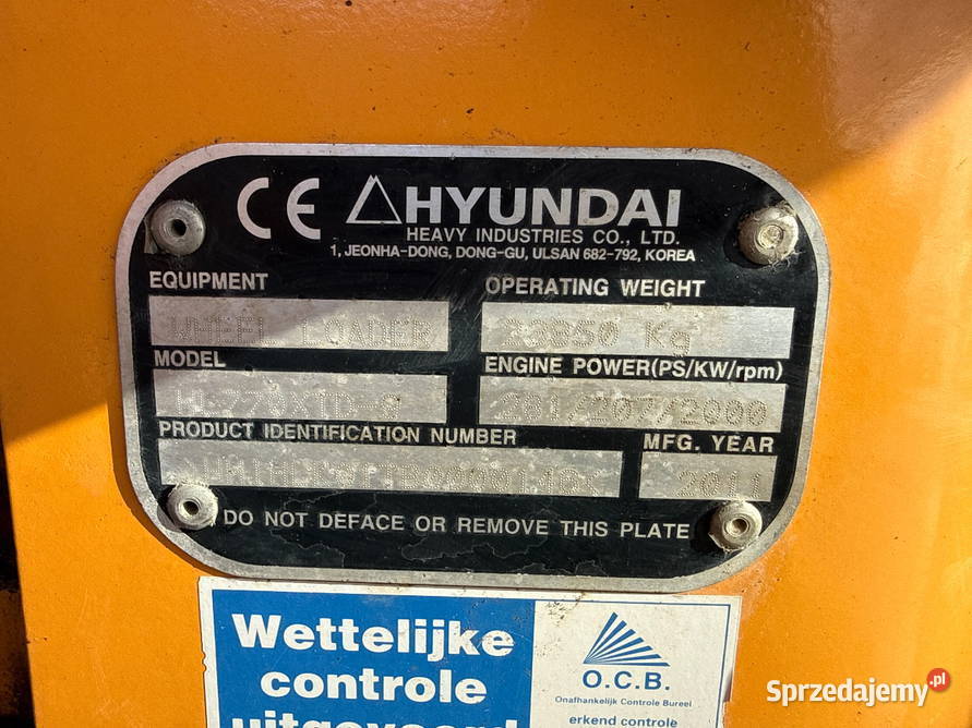 Ladowarka kolowa Hyundai HL770 Vat0 14039h sprzedam