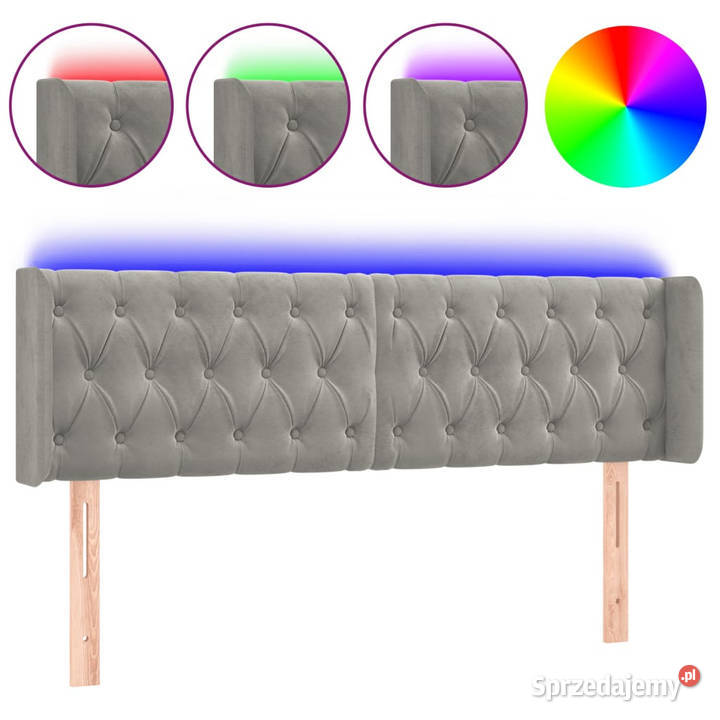 Zagłówek do łóżka z LED jasnoszary 147x16x7888 mazowieckie Warszawa
