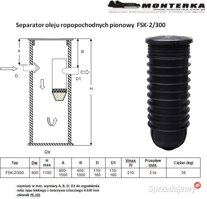 Separator oleju ropopochodnych 2 ls Producenta Tanowo