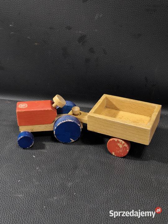 Vintage Drewniany Traktor z Przyczepą Konrad Samochody i pojazdy Poddębice