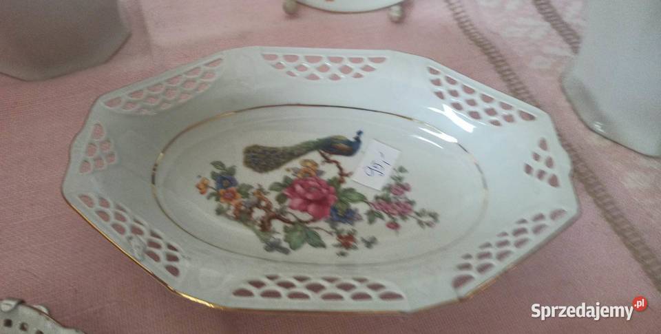 Talerzyk deserowy z pawiem bez sygnatury pomorskie Gdańsk