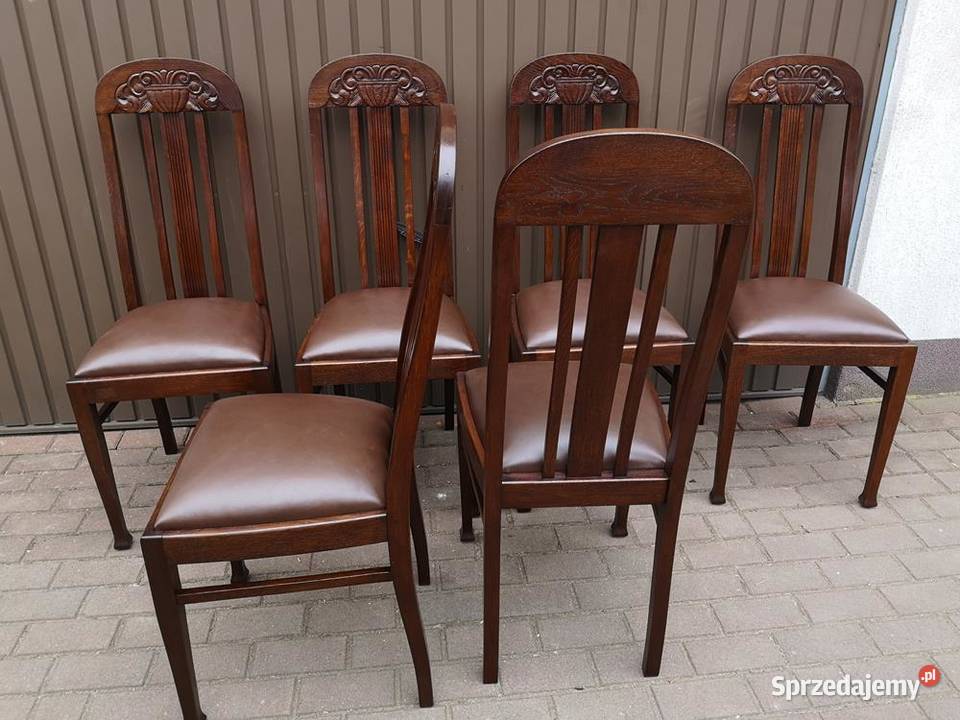 Krzesła Dębowe Wysokie Politura Stare Antyk Swarzędz