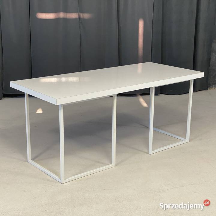 Biurko nowoczesne białe 18080 metalowa podstawa Budno