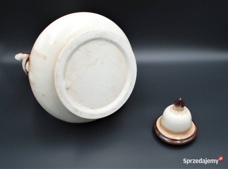 Duża waza porcelanowa z przykrywką Porcelana i szkło