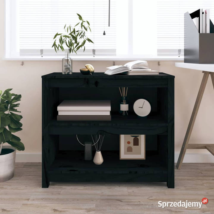 Regał na książki czarny 80x35x68 lite drewno Warszawa