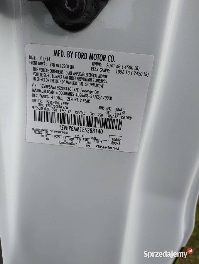 Ford Mustang 2014r 37l wielofunkcyjna kierownica Mustang Gryfice