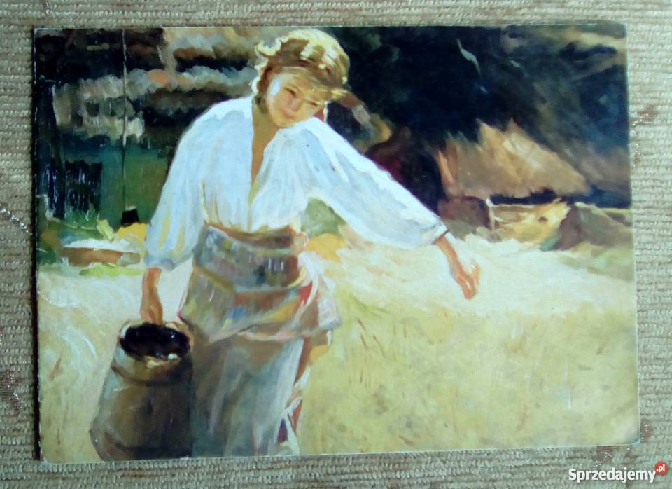 DZIEWCZYNA NIOSĄCA DZBAN OBRAZ APOLONIUSZA lubelskie Piszczac sprzedam