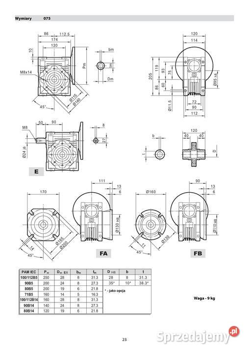 motoreduktor przekładnia 055kW 46obr 3fazowy Pozostałe Pigża sprzedam