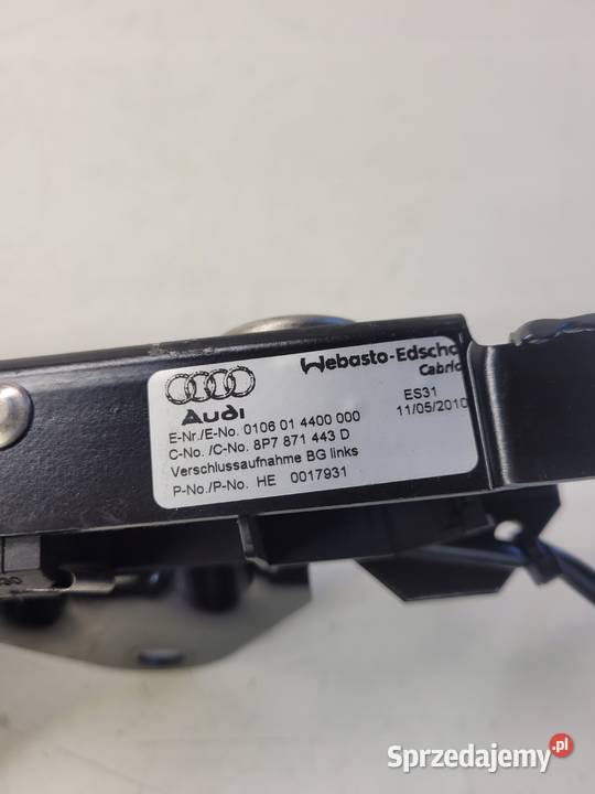 ZAMEK RYGIEL DACHU AUDI A3 8P CABRIO 8P7871443B śląskie Przystajń