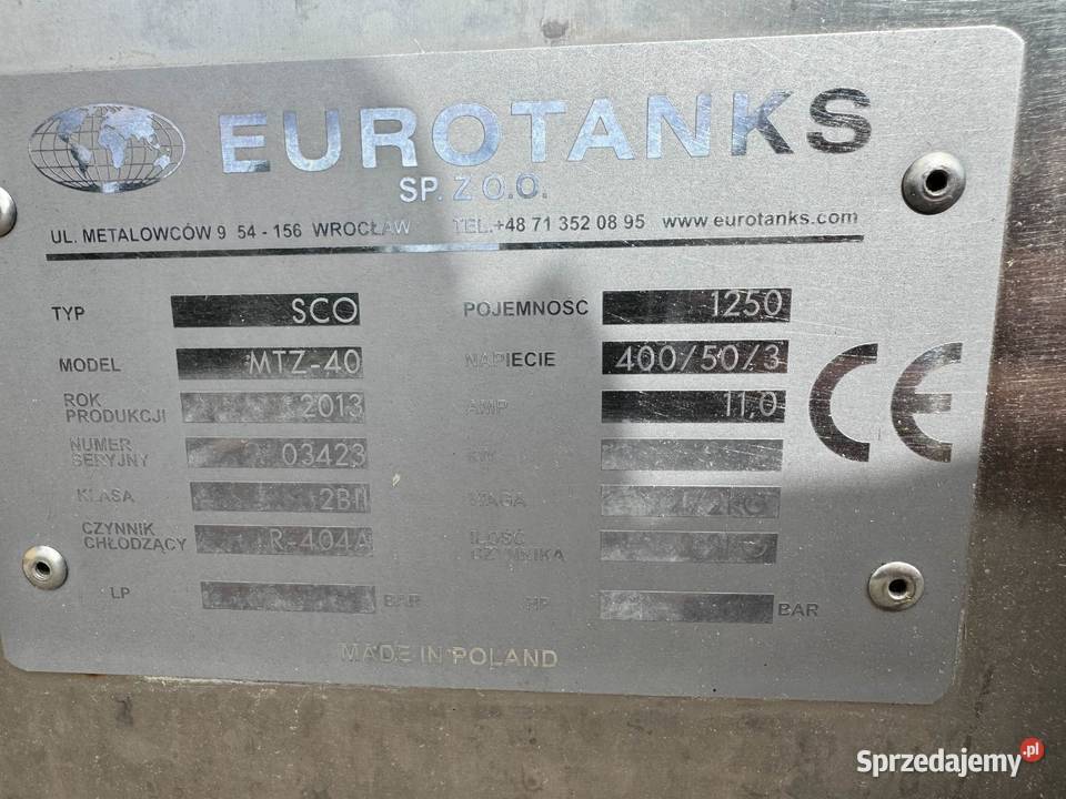schładzalnik basen zbiornik do mleka 1300L mazowieckie Myszyniec Stary