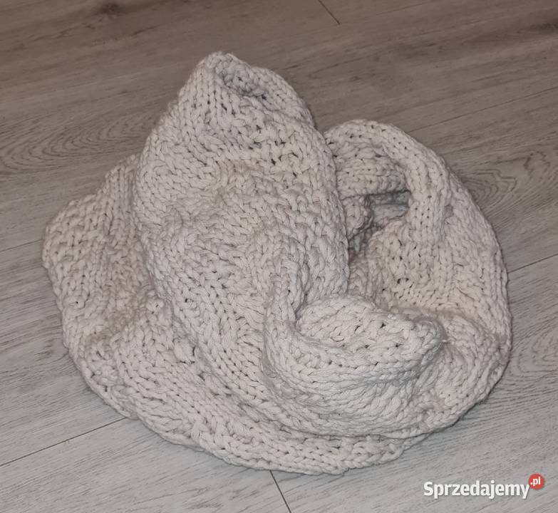 Szalik wełniany komin damski kremowy Dodatki Łódź