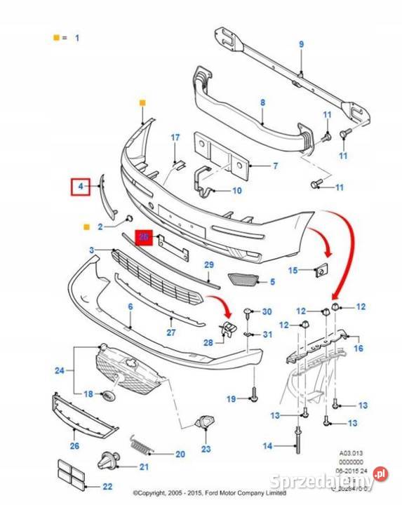 LISTWA ZDERZAKA PRAWY PRZÓD FORD MONDEO 0007