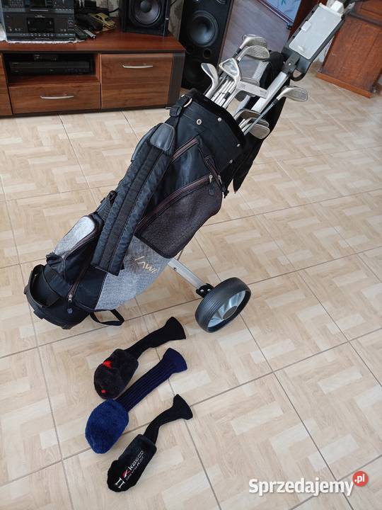 Kije Golfowe 15 sztuk z Wózkiem Torba i Drawski Młyn