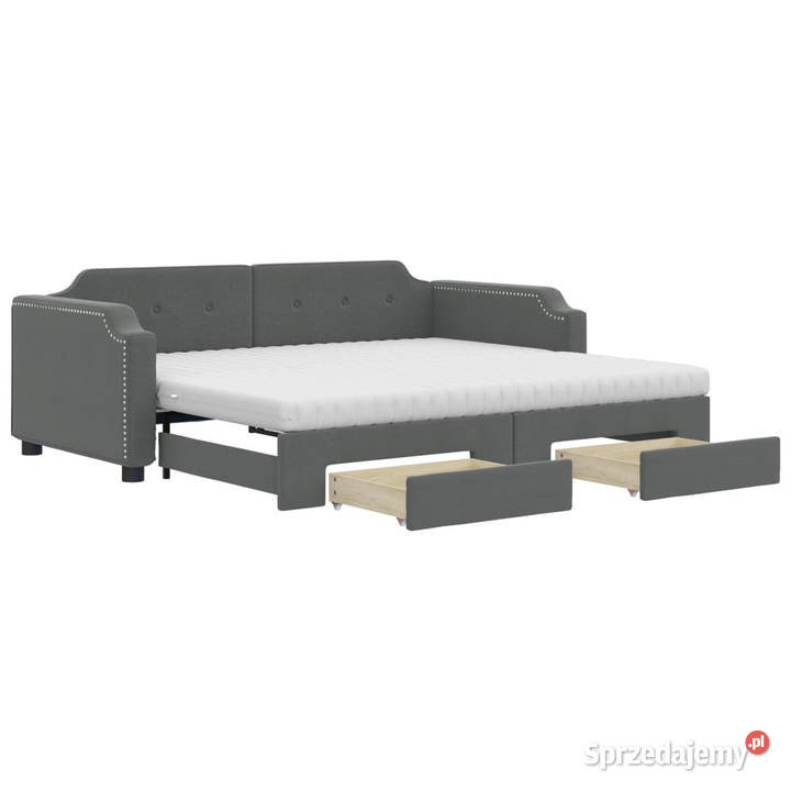 Sofa rozsuwana z szufladami ciemnoszara tkanina 223cm Warszawa