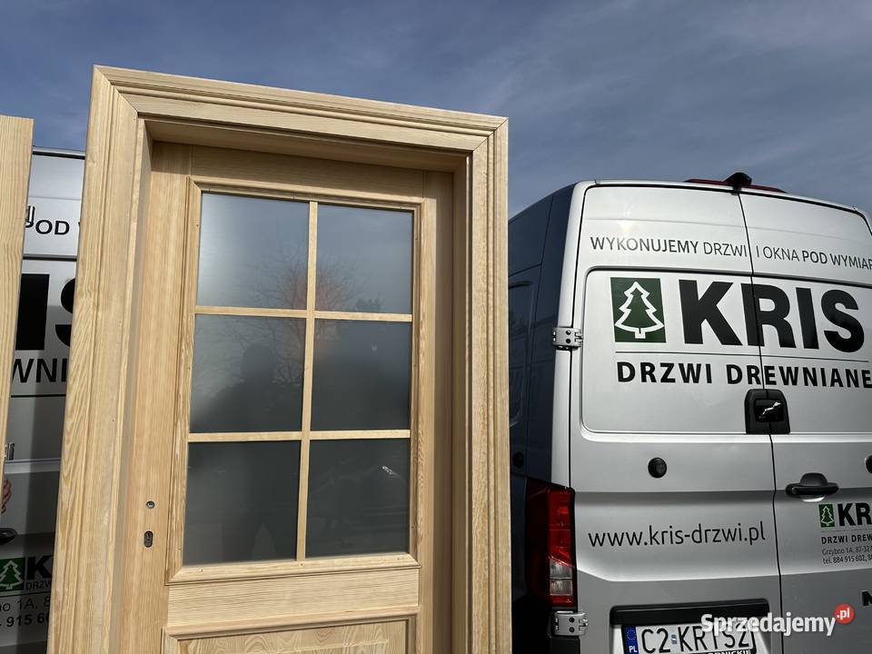 Drzwi wewnętrzne lite drewniane z ościeżnicą Grzybno