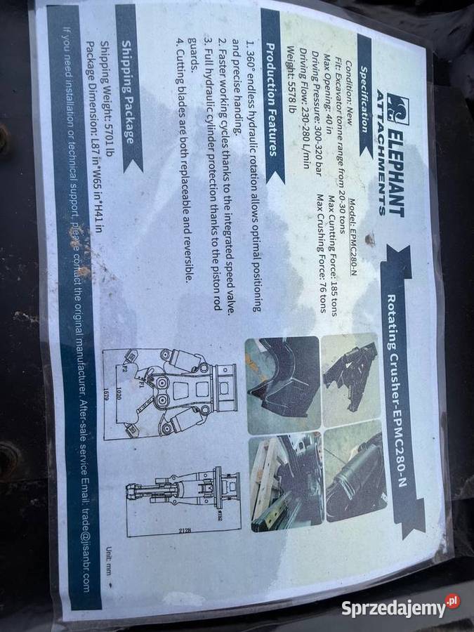 Nożyce hydrauliczne Wyburzeniowe do koparki pełny VAT sprzedam