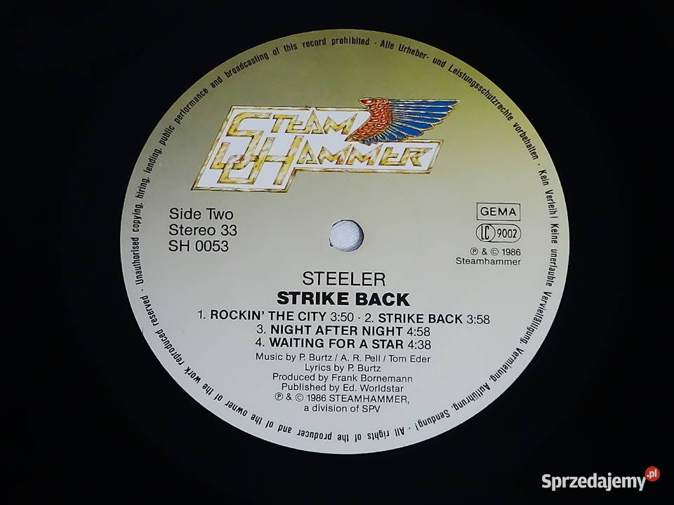 Steeler Strike Back Vinyl LP Steamhammer SH 0053