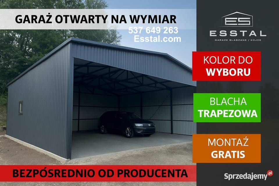 Garaż  OTWARTY Wiata Hala Garaż Blaszany Magazyn Chojnice sprzedam