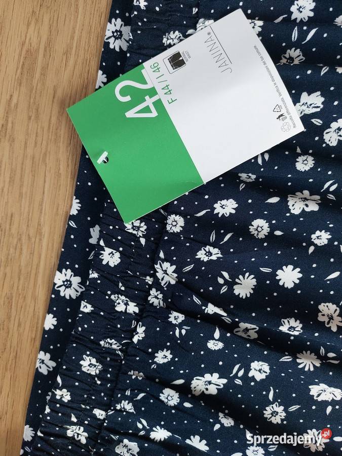 Spódnica granatowa kwiaty 42 XL maxi długa gumka Spódnice i sukienki Warszawa