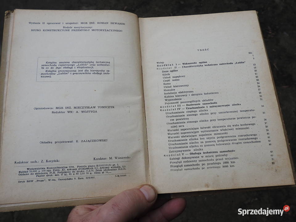 LUBLIN KSIĄŻKA OBSŁUGI SAMOCHODU 1954 nie Warszawa sprzedam