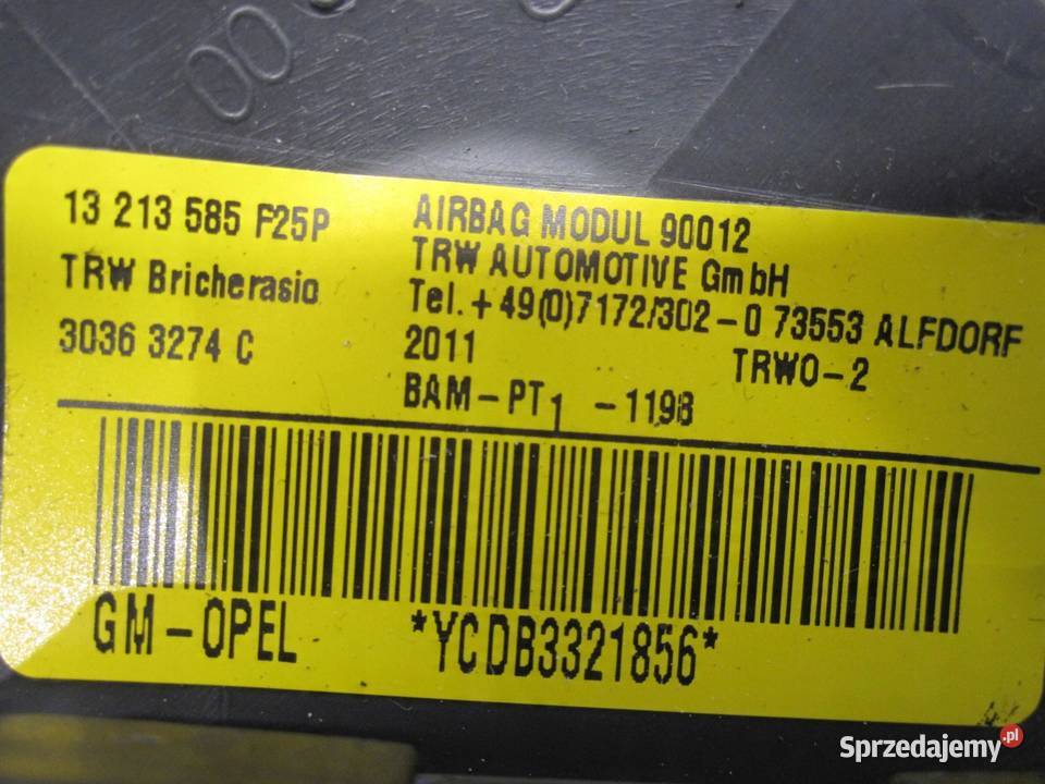 OPEL CORSA D LIFT 12r poduszka fotela prawa Poduszki powietrzne