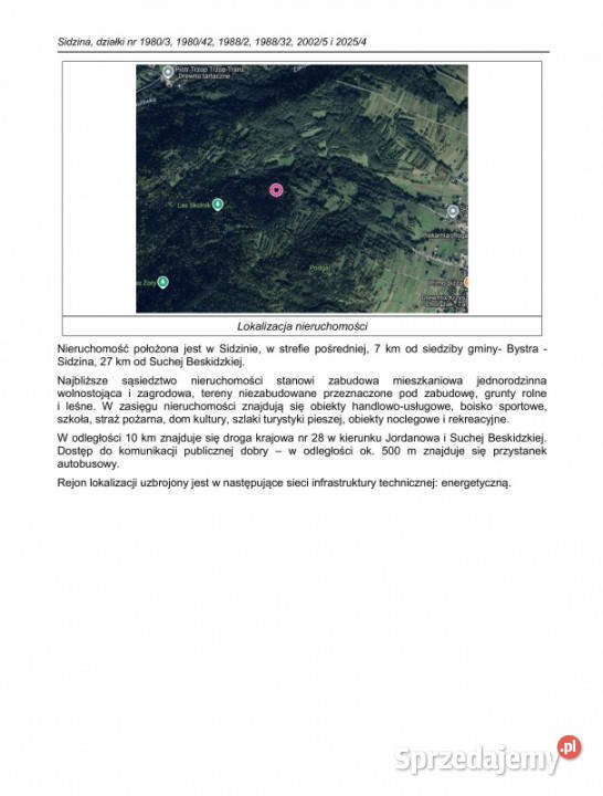 Syndyk sprzeda udział 12 w prawie własności 5040m2 Sprzedaż małopolskie Sidzina