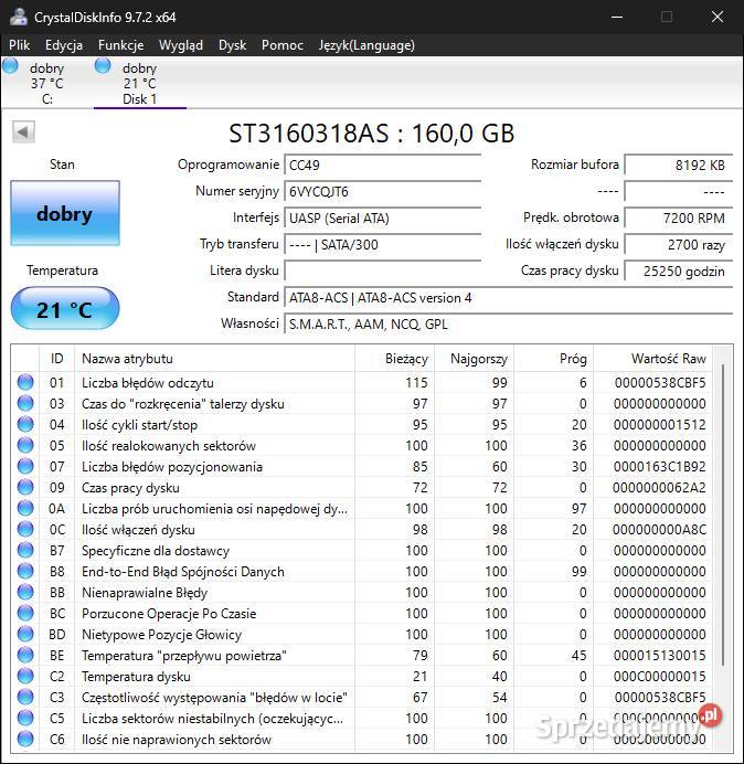 Dysk HDD 160GB Seagate Barracuda 720012 7200rpm Łódź