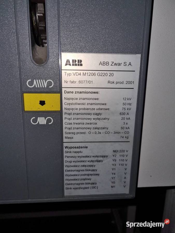 Wyłącznik próżniowy ABB VD4 Elektryka i akcesoria sprzedam