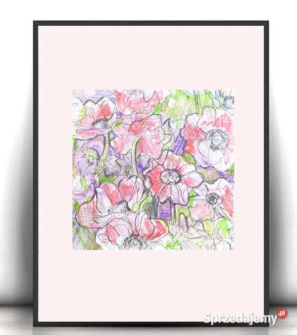 łąka obrazek 21x30 pastelowy rysunek A4 kwiaty Opole