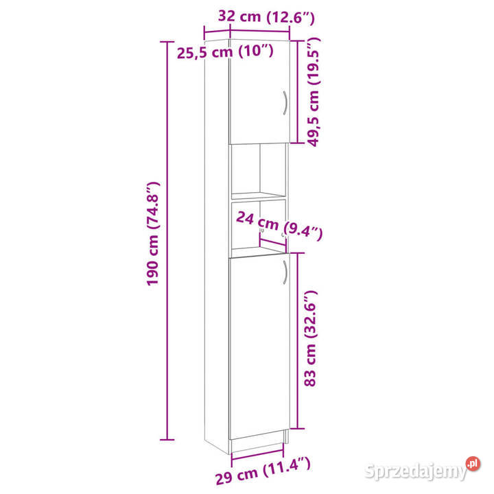 Szafka łazienkowa dąb sonoma 32x255x190 WM849606 Warszawa sprzedam