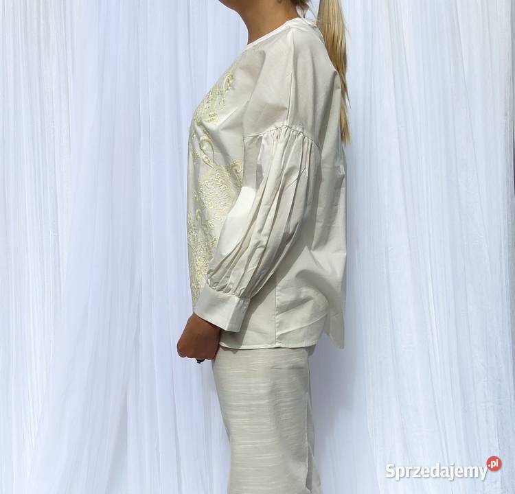 Biała bluzka oversize M 38 L 40 biała haft boho sprzedam