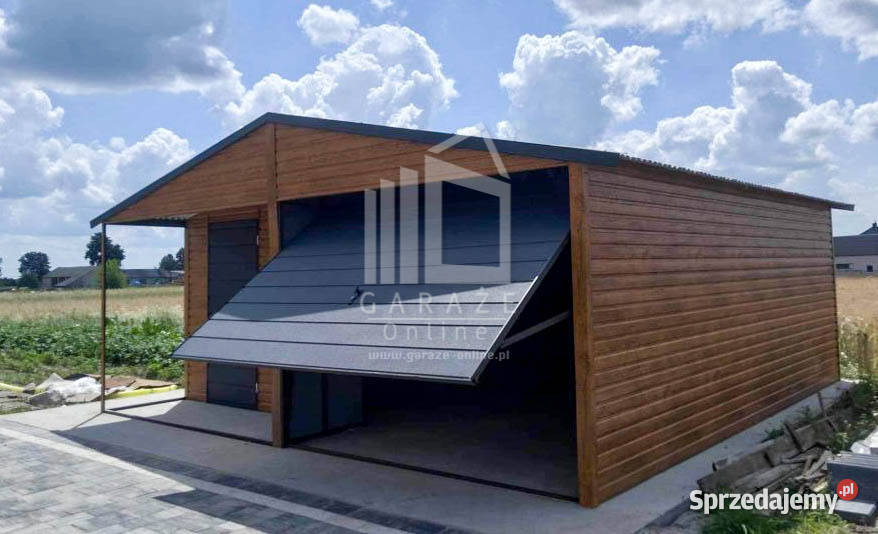 GARAZ BLASZANY 6m x 6m wnęka 35x6 orzech dwuspad Sprzedaż Kłodzko